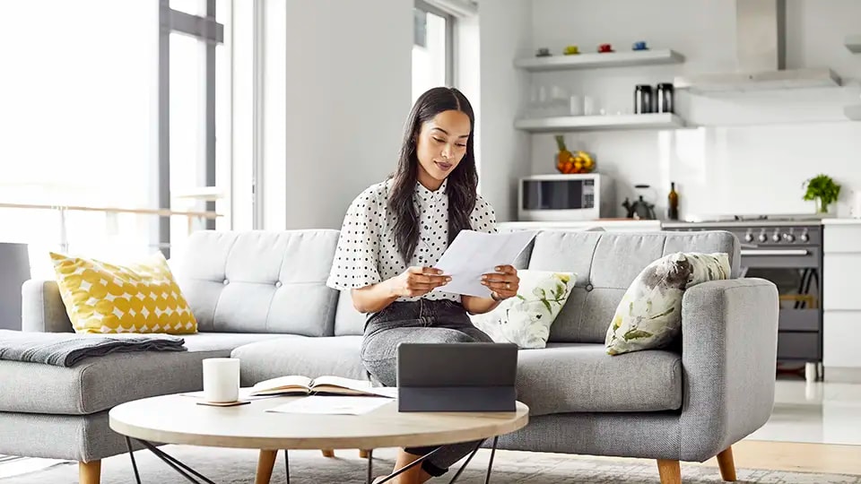 Lady looking at papers