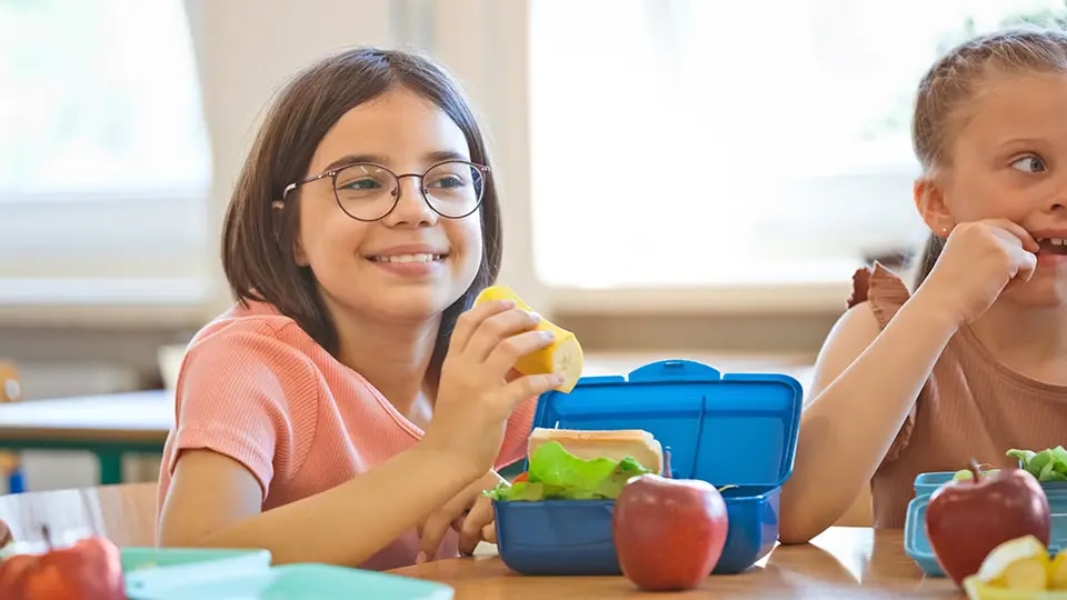 School girl packed lunch
