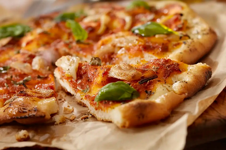 Pizza with various toppings