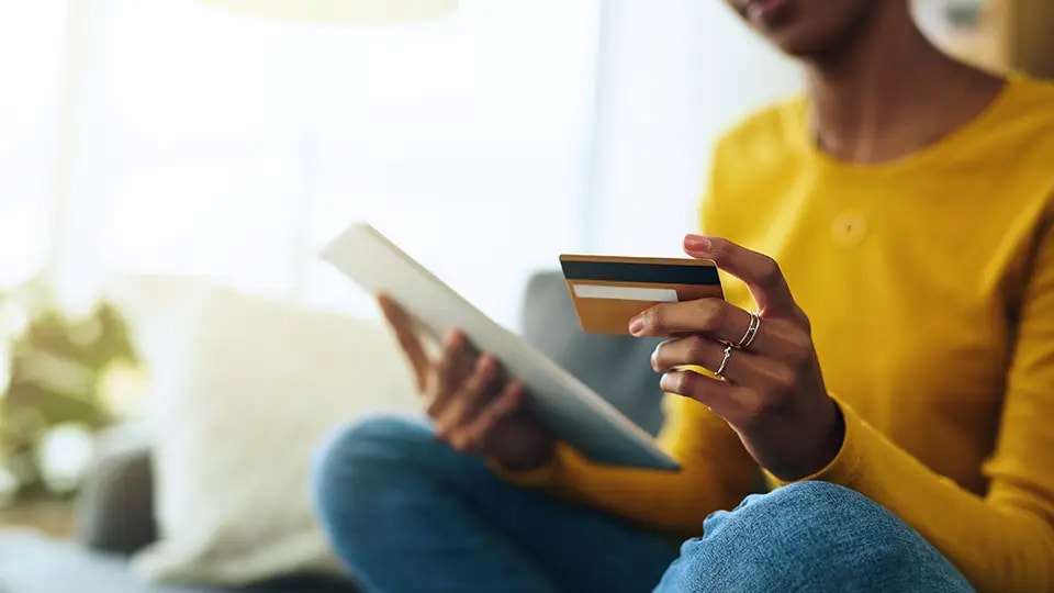 Woman purchases online